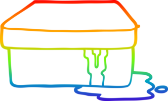 rainbow gradient line drawing of a cartoon box with slime png