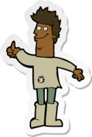 sticker of a cartoon positive thinking man in rags png