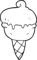 drawn black and white cartoon ice cream png