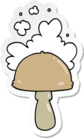 sticker of a cartoon mushroom with spore cloud png