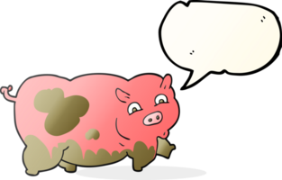 tiré discours bulle dessin animé porc png