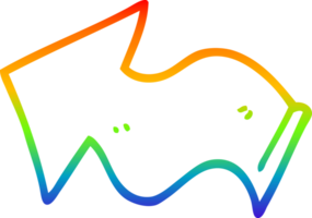 rainbow gradient line drawing of a cartoon pointing arrow png