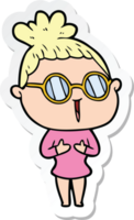 sticker of a cartoon woman wearing spectacles png