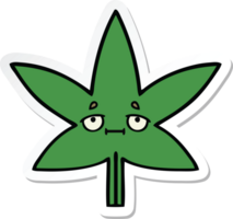 adesivo di una foglia di marijuana simpatico cartone animato png