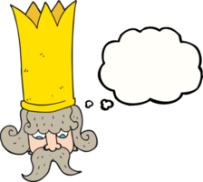 desenhado pensamento bolha desenho animado rei com enorme coroa png