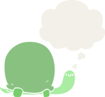 cute cartoon tortoise with thought bubble in retro style png