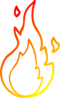 chaud pente ligne dessin de une dessin animé flamme symbole png