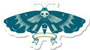 tattoo style sticker with banner of a deaths head moth png