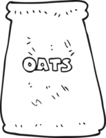 drawn black and white cartoon bag of oats png