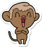 sticker of a cartoon laughing monkey png