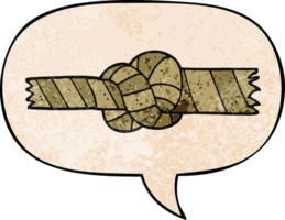cartoon knotted rope with speech bubble in retro texture style png