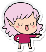 pegatina de una niña elfa de dibujos animados png