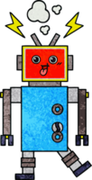 retrò grunge struttura cartone animato di un' impazzito robot png