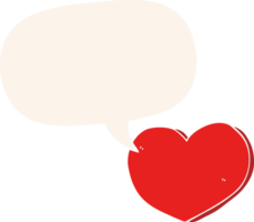 dibujos animados amor corazón con habla burbuja en retro estilo png