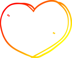 warm gradient line drawing of a cartoon love heart png