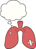 cartoon repaired lungs with thought bubble png