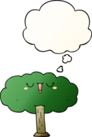 dibujos animados árbol con pensamiento burbuja en suave degradado estilo png