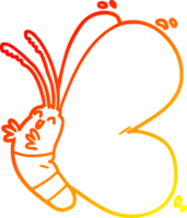warm gradient line drawing of a funny cartoon butterfly png