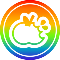 mordido manzana circular icono con arco iris degradado terminar png