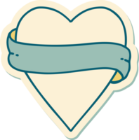 sticker of tattoo in traditional style of a heart and banner png