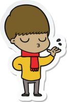 sticker of a cartoon calm boy png