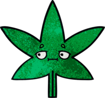 retro grunge texture cartoon of a marijuana leaf png