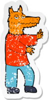 retro noodlijdende sticker van een cartoonvos png