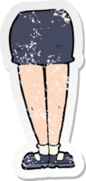 retro distressed sticker of a cartoon female legs png