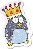 retro distressed sticker of a cartoon emperor penguin png