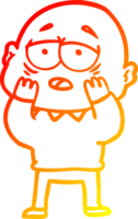 warm gradient line drawing of a cartoon tired bald man png