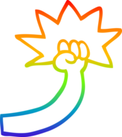 rainbow gradient line drawing of a cartoon punching arm png