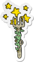 sticker of a cartoon ornate wooden fork png