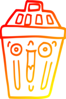 warm gradient line drawing of a cartoon waste bin png