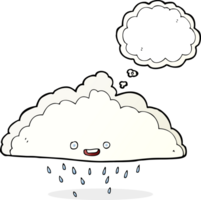 nuage de pluie de dessin animé avec bulle de pensée png