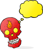 cartoon mystic skull with thought bubble png