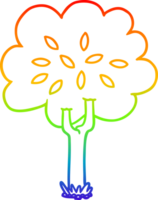 rainbow gradient line drawing of a cartoon tree png