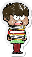 distressed sticker of a worried cartoon boy png