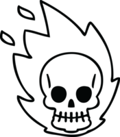 line drawing quirky cartoon skull png