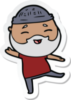 sticker of a cartoon happy bearded man png