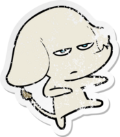 distressed sticker of a annoyed cartoon elephant png