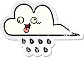 distressed sticker of a cute cartoon rain cloud png