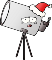 mano disegnato pendenza cartone animato di un' annoiato telescopio con viso indossare Santa cappello png