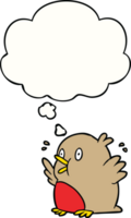 cartoon excited robin with thought bubble png