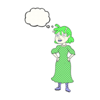 drawn thought bubble cartoon alien woman png