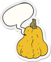 cartoon squash with speech bubble sticker png