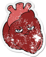 autocollant en détresse d'un coeur de dessin animé png