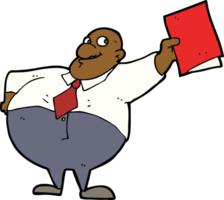 cartoon happy boss with file png