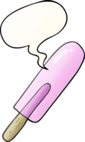 cartoon ice lolly with speech bubble in smooth gradient style png