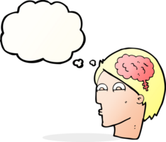 cartoon head with brain symbol with thought bubble png