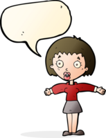 cartoon shocked woman with speech bubble png